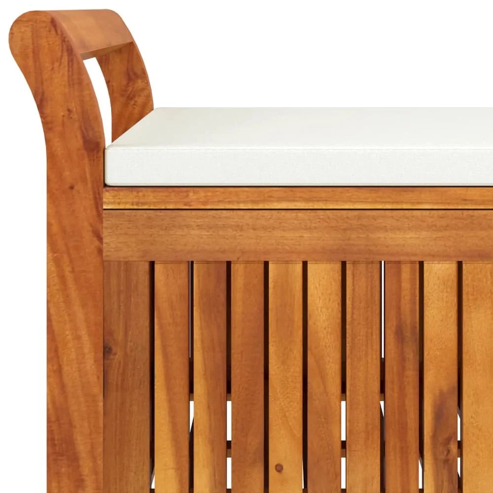 vidaXL Patio Collection Solid Acacia Wood Outdoor Storage Bench with Cushion - Loveseat
