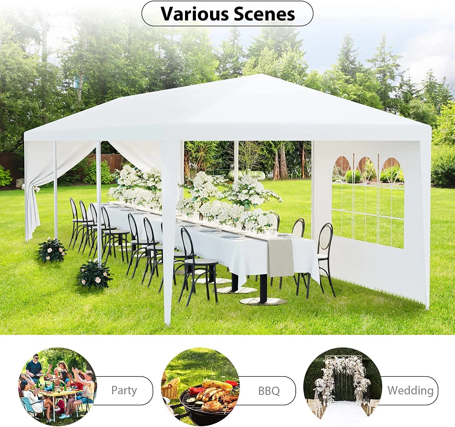 SLSRFD 10'x30' Outdoor Canopy Tent Patio Camping Gazebo Shelter Pavilion Cater Party Wedding BBQ Events Tent w/Removable Sidewalls