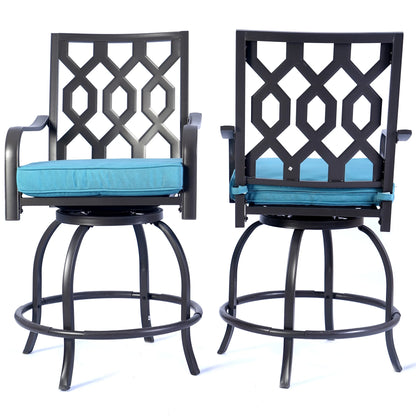 Kozyard Isabella High Swivel Bar Stools/Chair Set for Home Patio, Back Yard, Cafes, Bistro, Restaurants and Chic Bars (Aqua)
