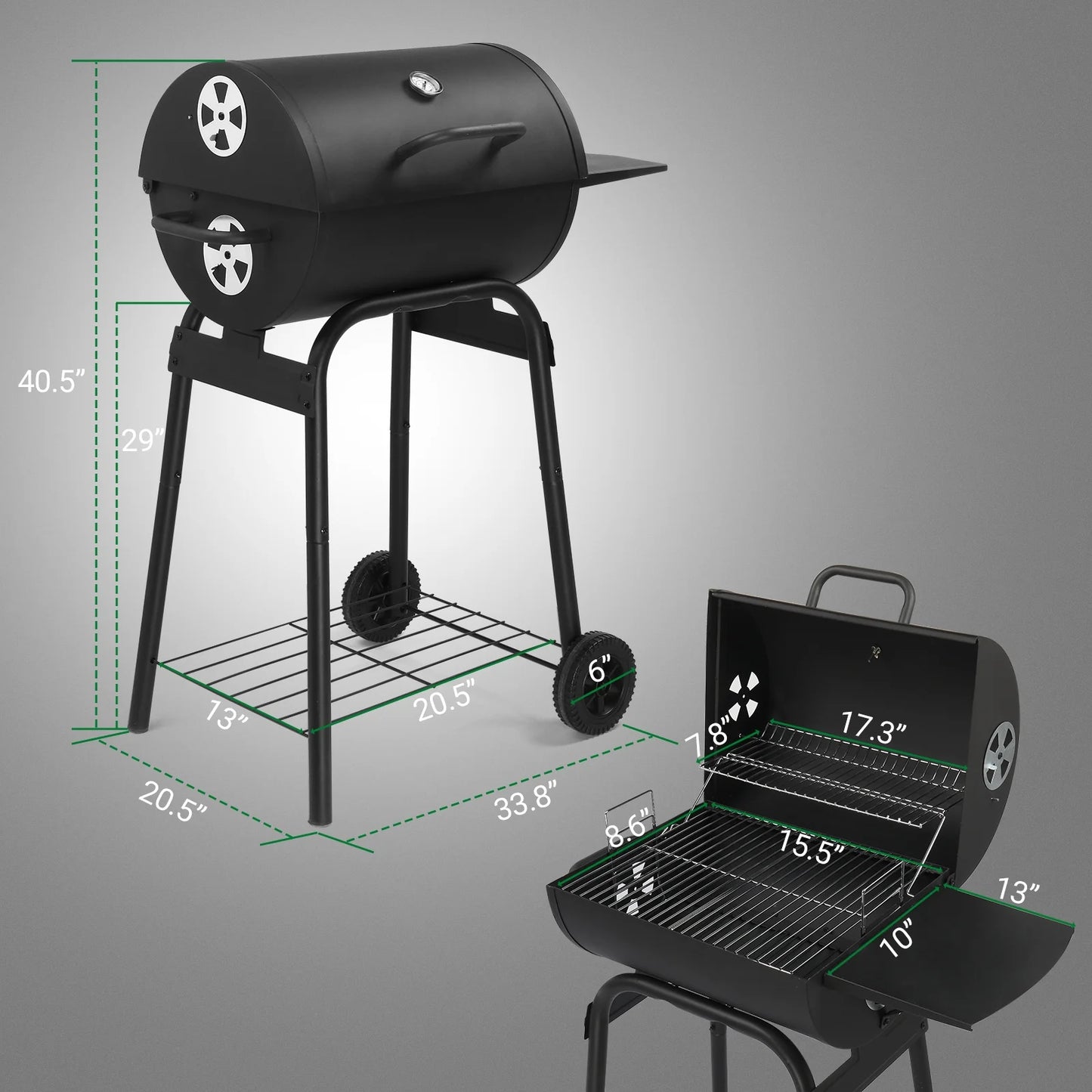 Zimtown BBQ Charcoal Grill Outdoor Barbecue Pit Smoker Grill Patio Backyard,Iron,Black