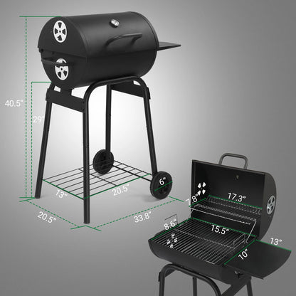Zimtown BBQ Charcoal Grill Outdoor Barbecue Pit Smoker Grill Patio Backyard,Iron,Black