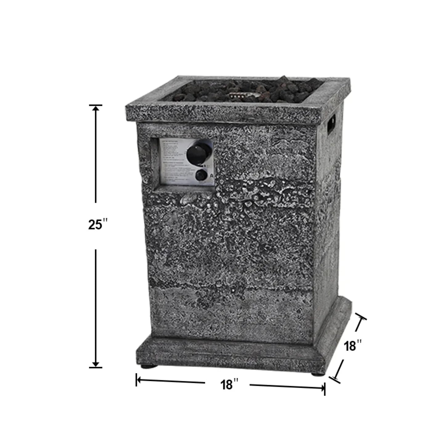 MF Studio 18" Outdoor Patio Propane Gas Fire Pit Column with Waterproof Cover & CSA Certificate, 30,000 BTU