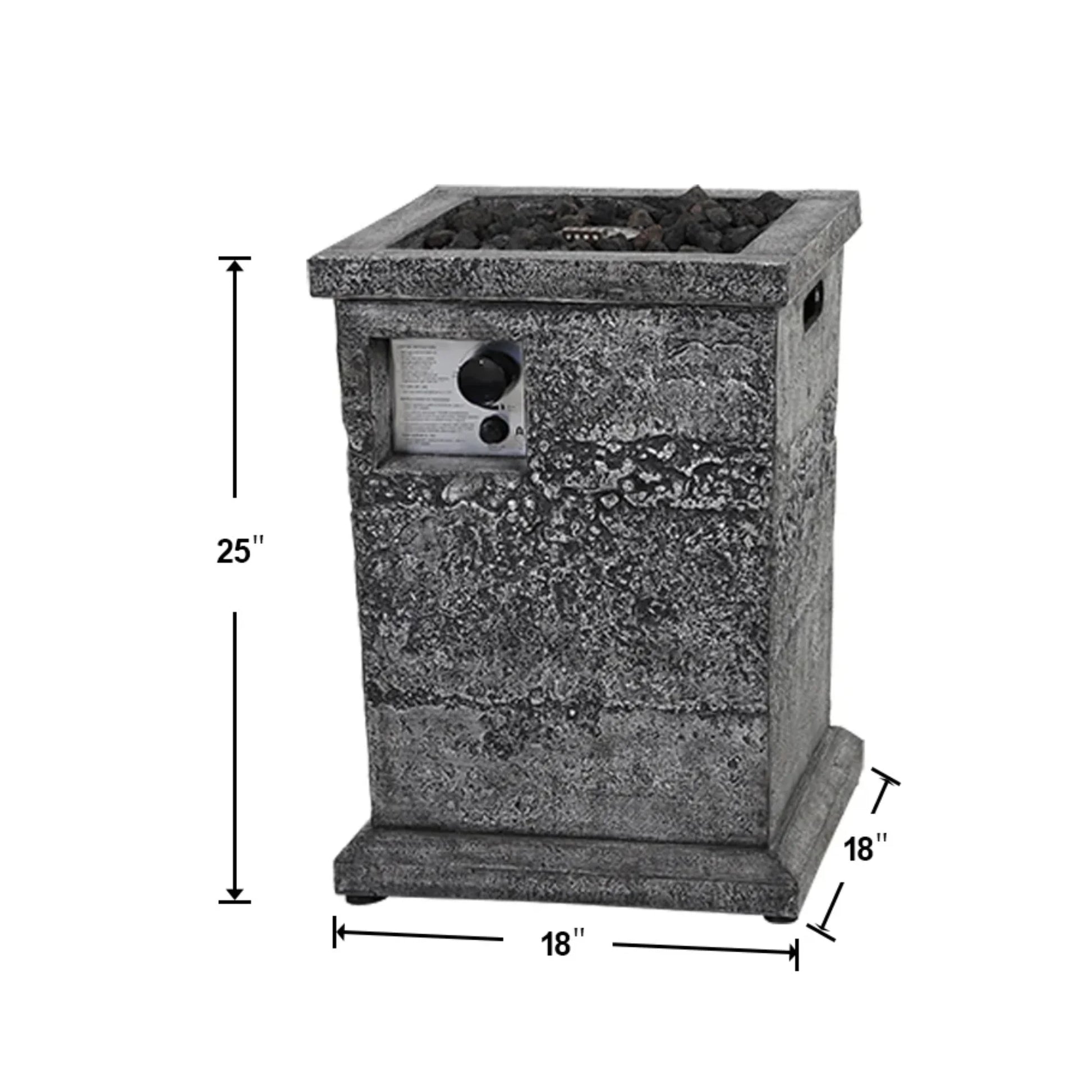 MF Studio 18" Outdoor Patio Propane Gas Fire Pit Column with Waterproof Cover & CSA Certificate, 30,000 BTU