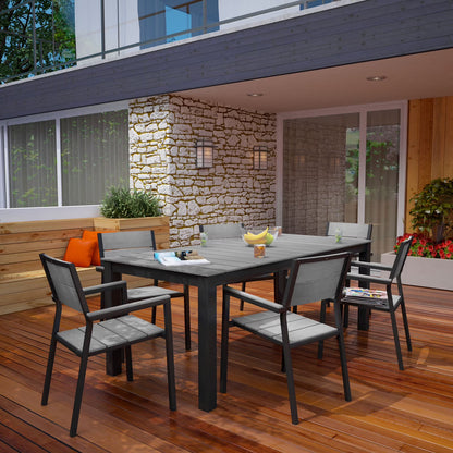 Modway Maine 7 Piece Outdoor Patio Dining Set in White Light Gray