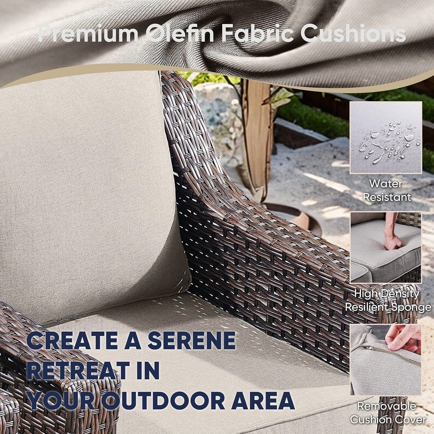 Bellefurn Outdoor Wicker Patio Chairs Set of 2 with Side Table,All-Weather Wicker Rattan Chairs Patio Furniture Chairs for Porch Balcony Backyard Yard Deck