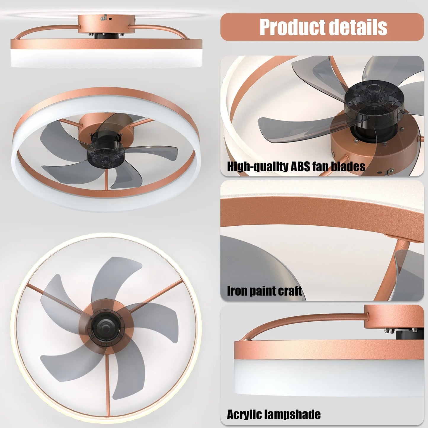 Ceiling Fan With Remote Control Memory Functions 21dB Low Noise 6 Adjustable Speeds Dimmable Led Ceiling Fan For Hallways Balconies Patios