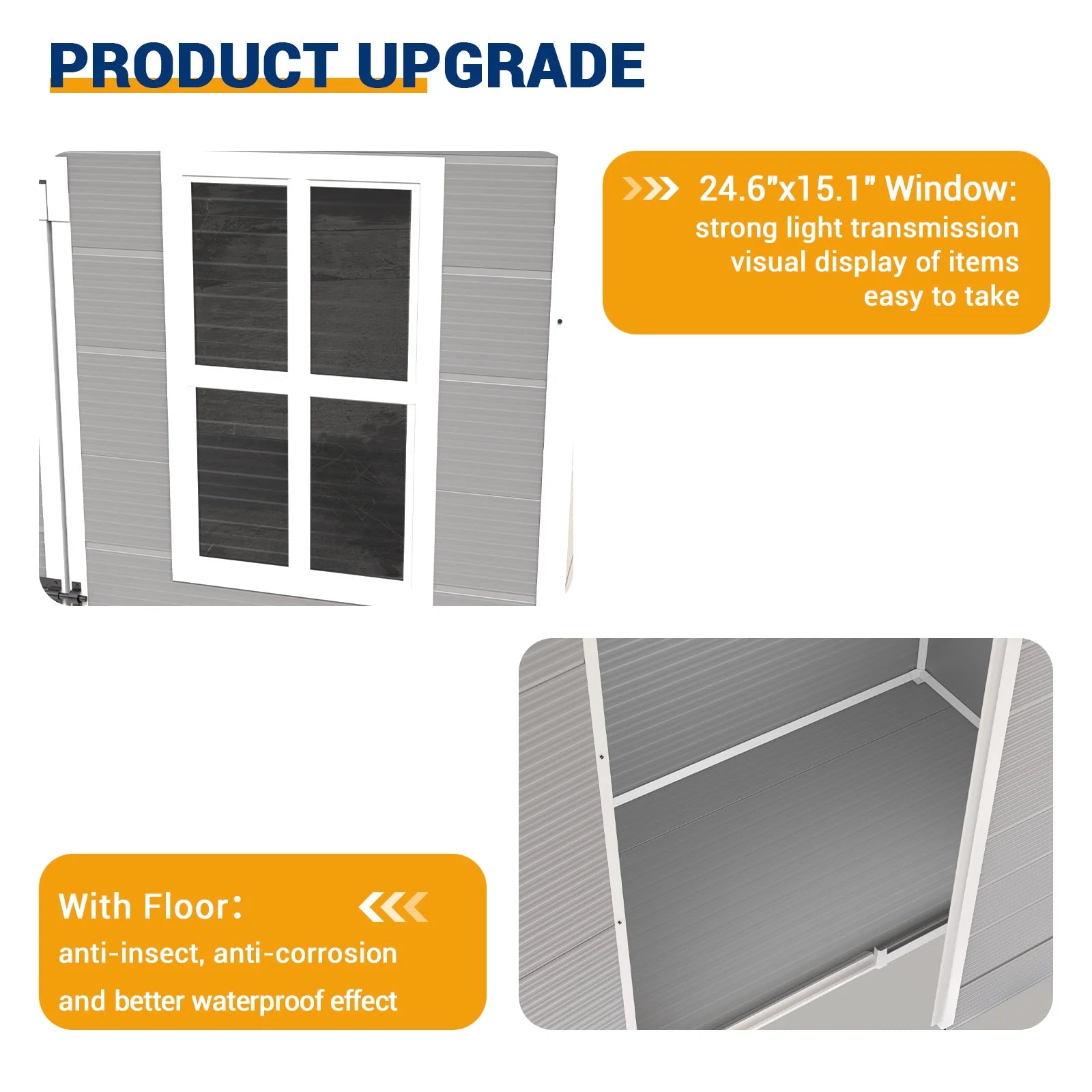 ECOPATIO Outdoor Storage Shed 5x3 FT, Resin Garden Shed for Bike, Tool, Plastic Outside Sheds & Outdoor Storage Storage Box with Lockable Door for Backyard, Patio, Lawn, Sandstone