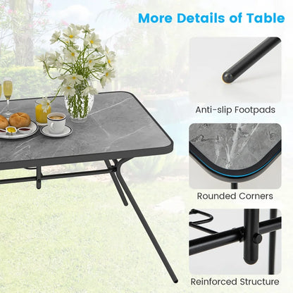 Topcobe 49 Inch Patio Rectangle Dining Table with Umbrella Hole, Outdoor Deck Furniture, Gray