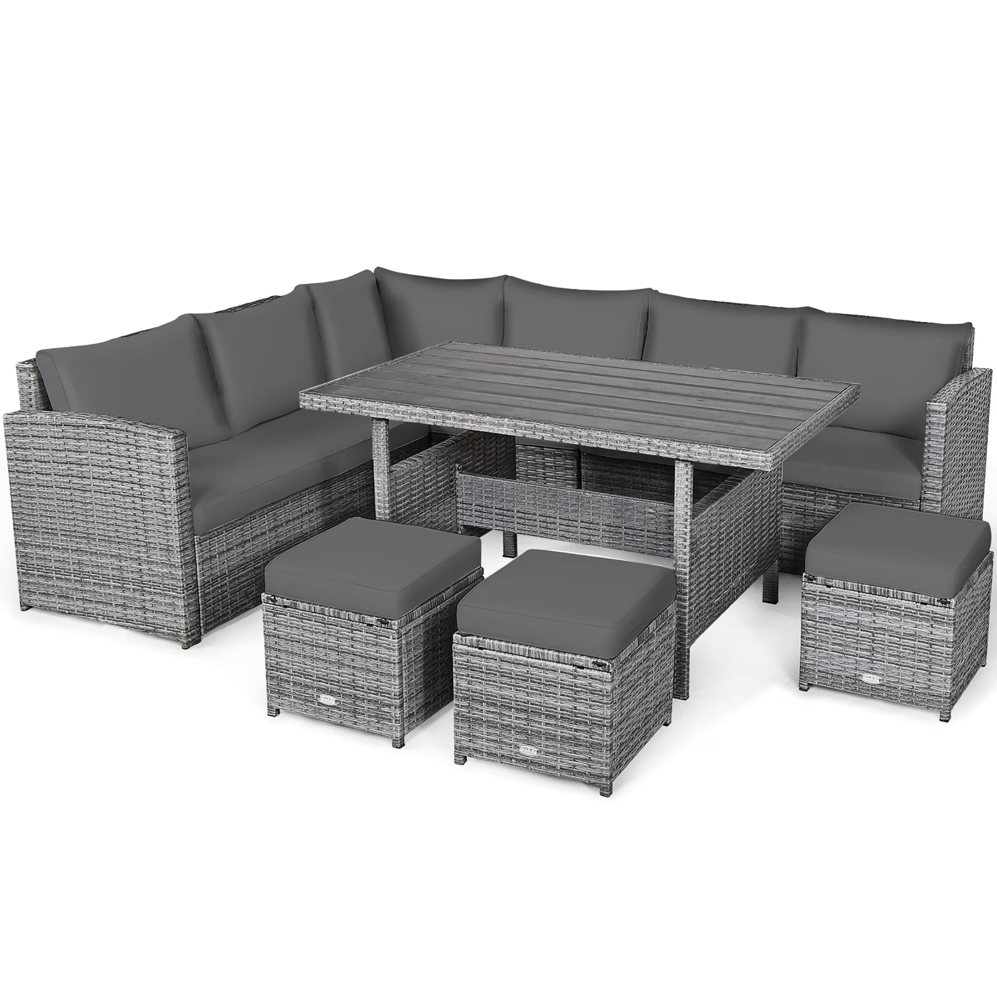 7-piece Outdoor Rattan Patio Furniture Set Black