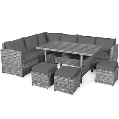 7-piece Outdoor Rattan Patio Furniture Set Black