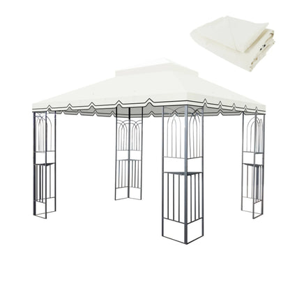 10x10 Ft Outdoor Patio Gazebo Replacement Canopy Double Tiered Gazebo Tent Roof Top Cover Only Great Wall Border Frame Not Include-beige