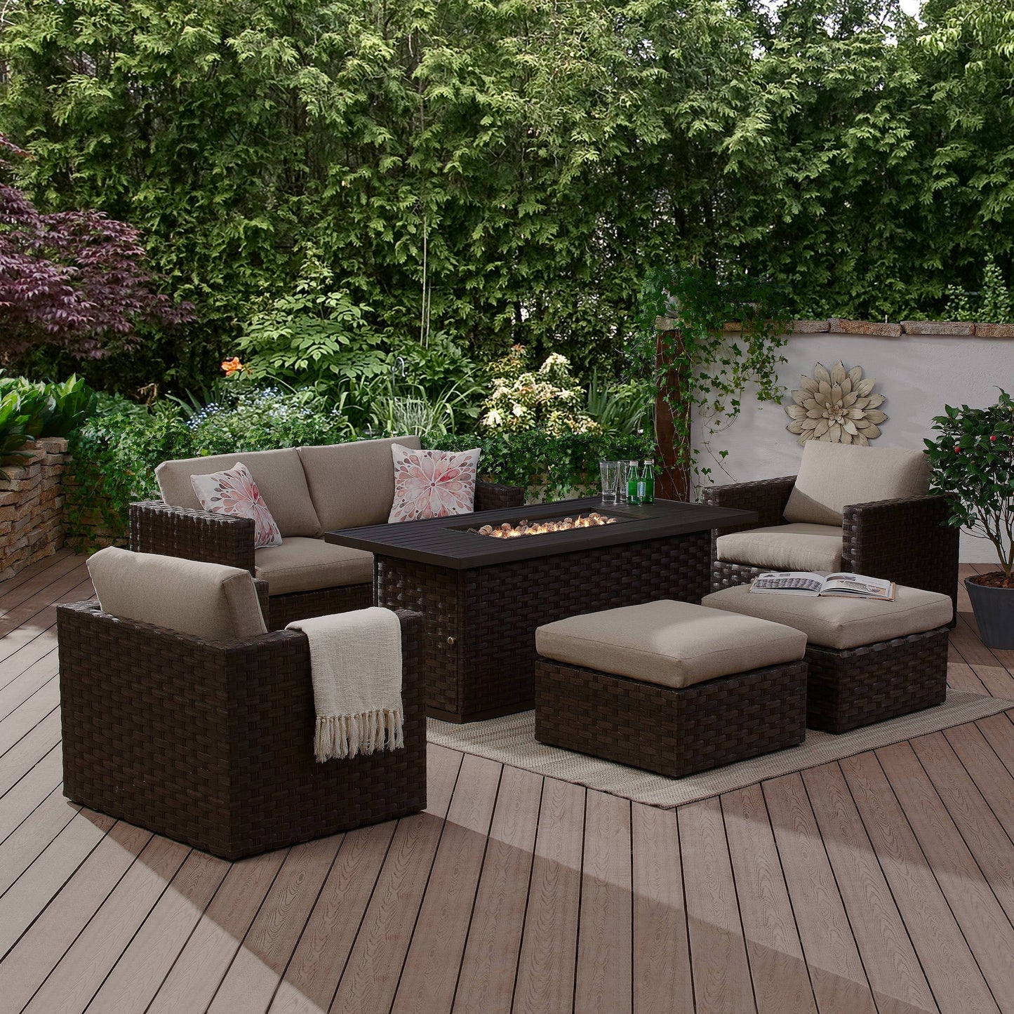 Better Homes & Gardens Harbor City Patio Fire Pit Dining Table
