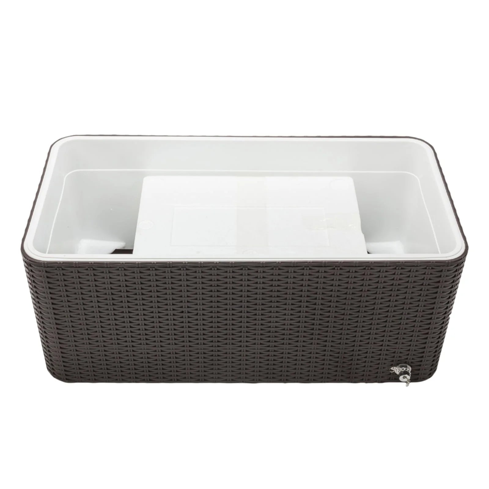CAIHONG 80 Quart Rolling Ice Chest on Wheels, Portable Party Bar Cold Drink Beverage Cart Tub for Outdoor Patio Deck, Dark Brown Wicker Faux Rattan Tub Trolley, 34.25 x 15.16 x 34.25"