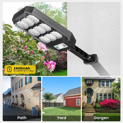 Thorfire 4 Pack Solar Street Light Outdoor,1000LM 279 LEDs Motion Sensor Flood Light 3 Lighting Modes Waterproof for Yard, Fence, Garden, Patio, Front Door