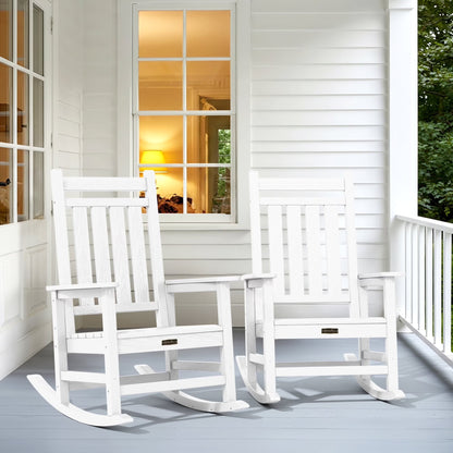 SERWALL Outdoor Rocking Chair, HDPE Patio Rocker for Lawn, Porch, Grey