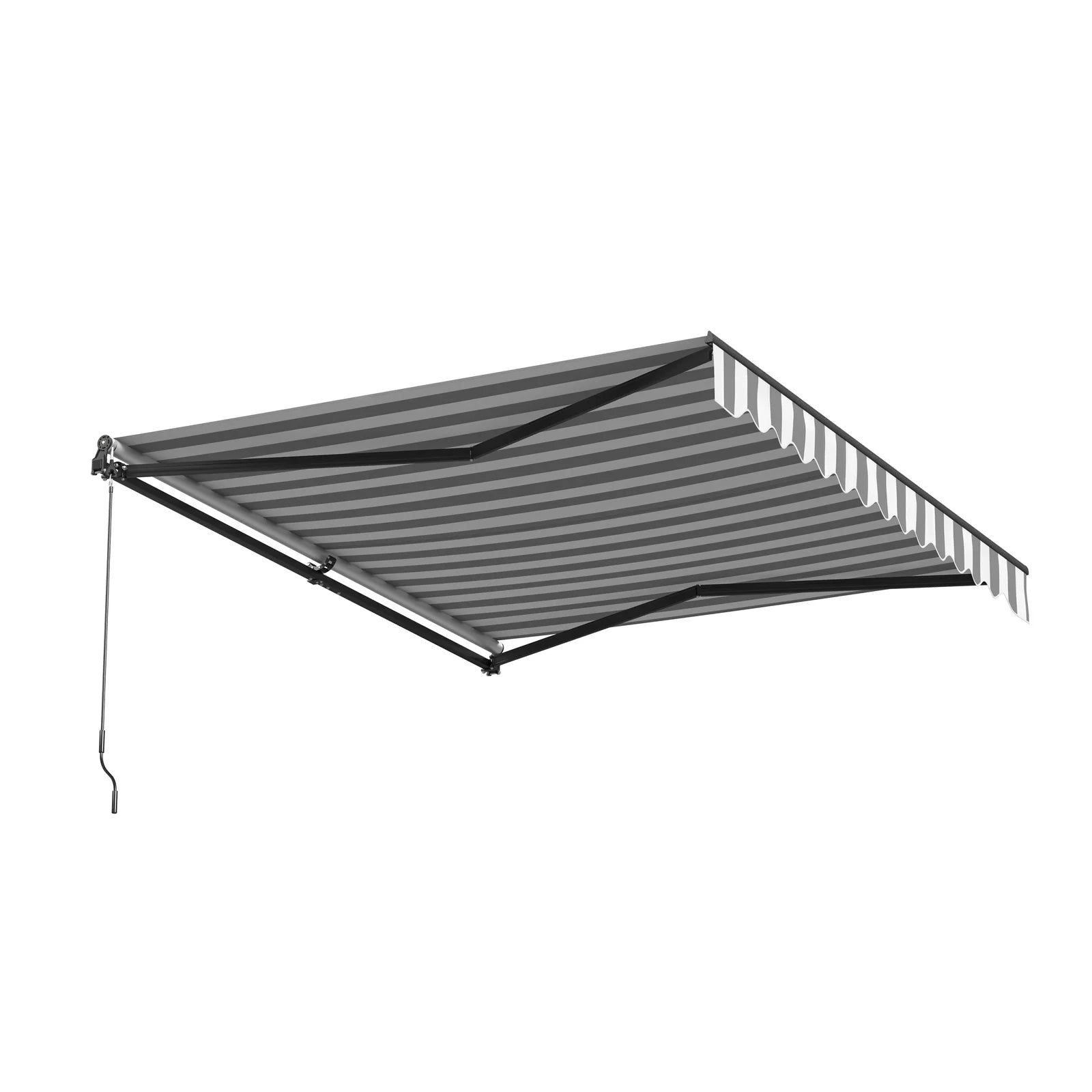 ALEKO 13' x 10' Manual Retractable Grey White Stripes Patio Awning Sunshade
