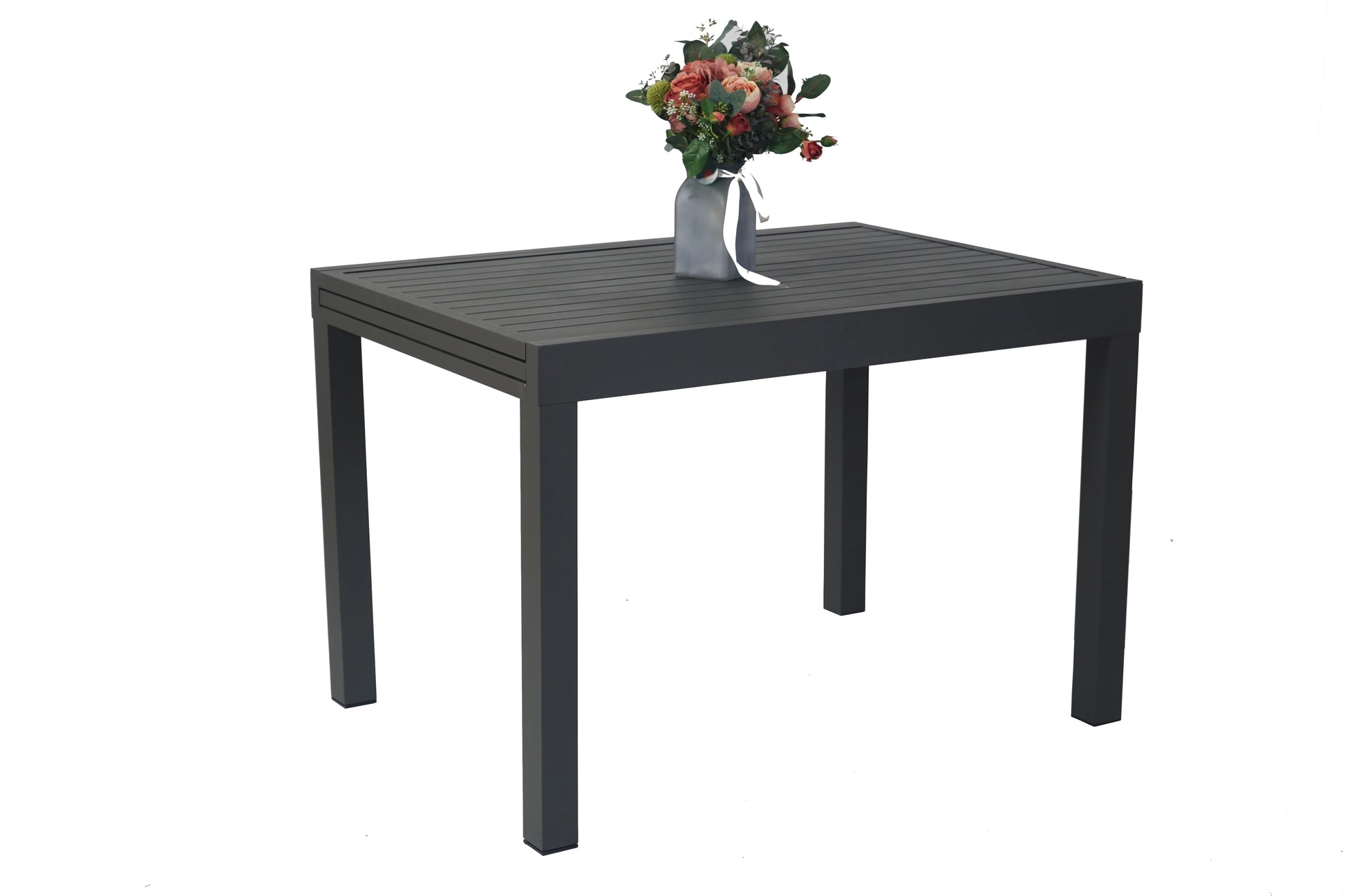 Kozyard Villa Outdoor Patio Metal Slate and Aluminum Rectangle Dining Table ( Gray )