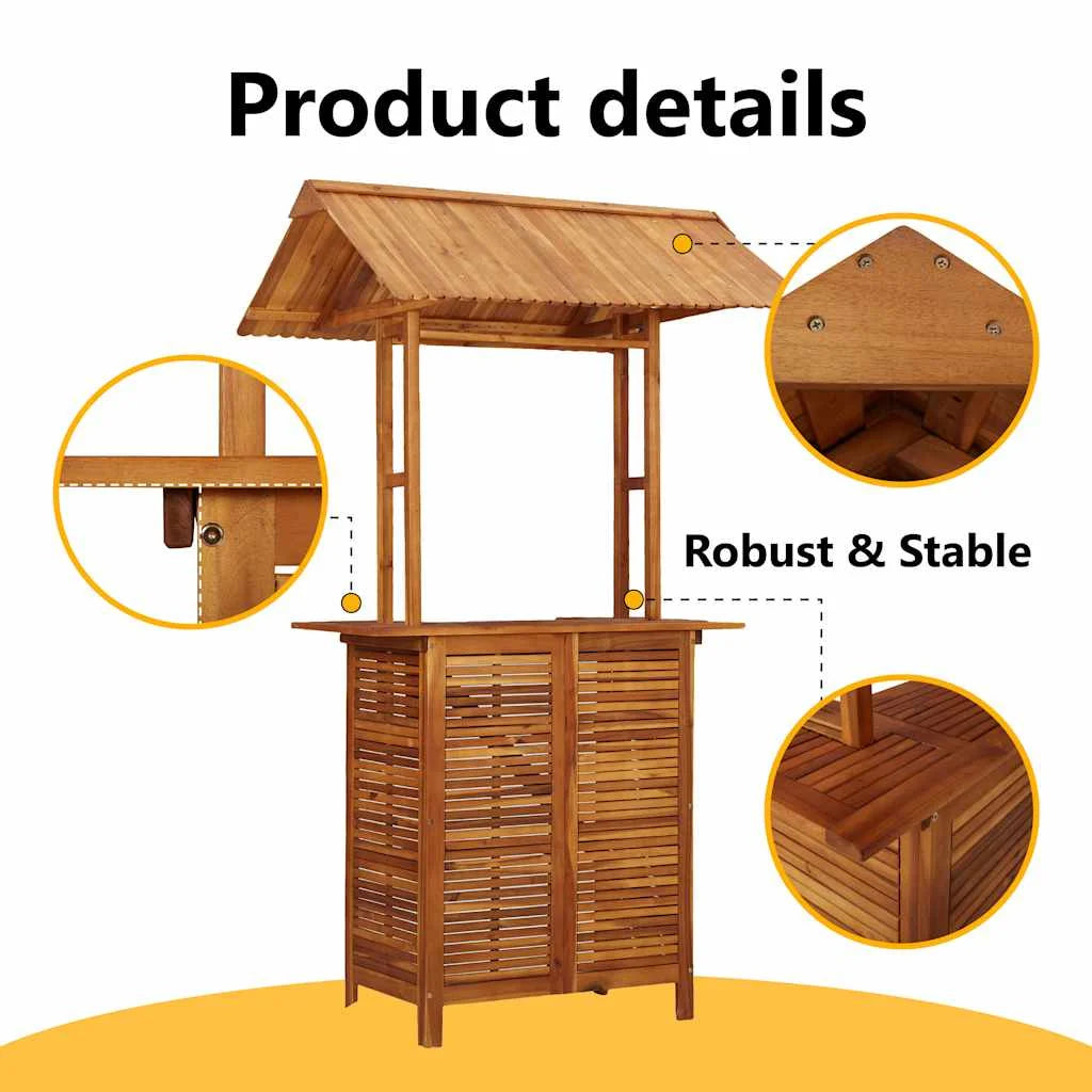 vidaXL Patio Bar Table with Rooftop 44.5"x41.7"x85.4" Solid Wood Acacia
