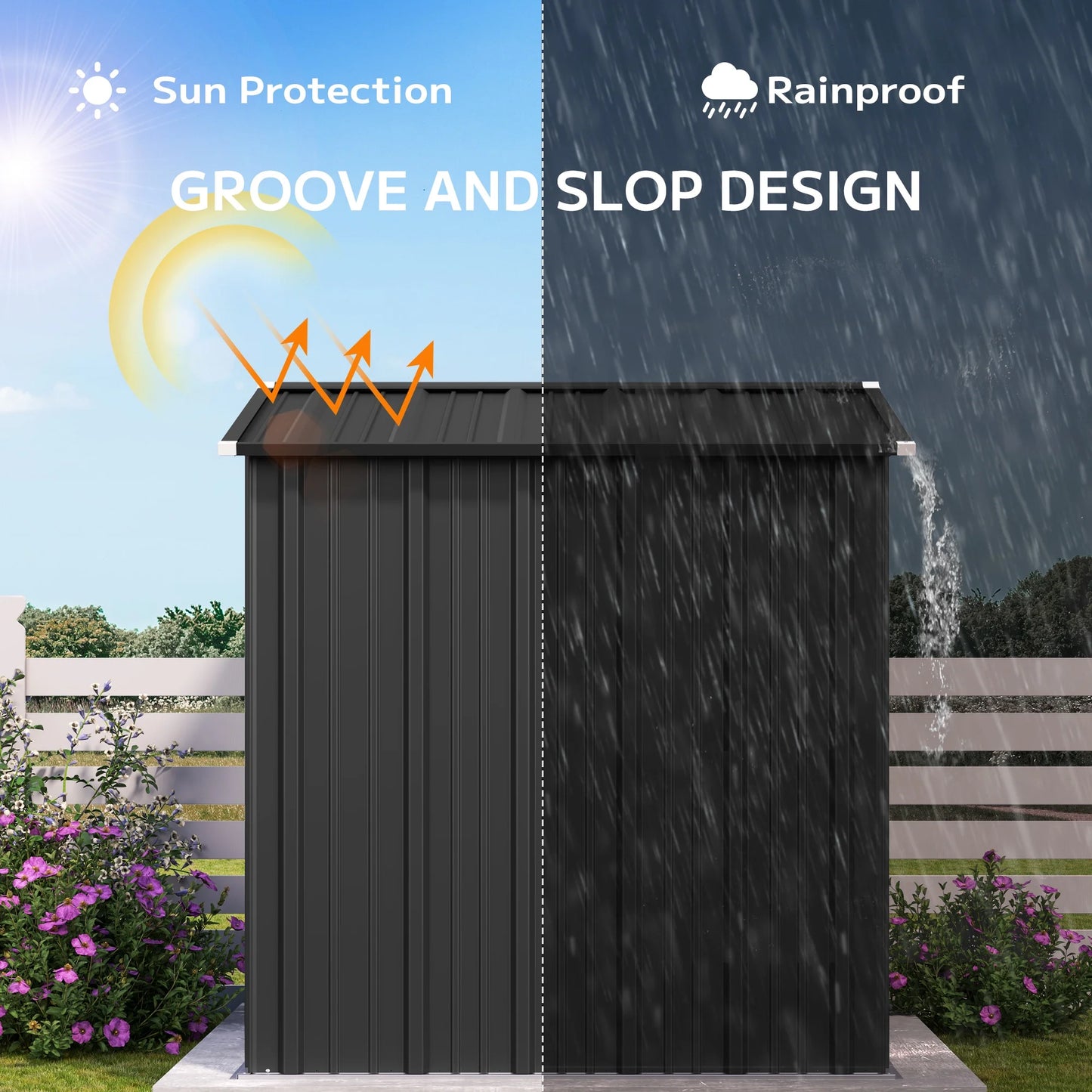 6x4FT Metal Outdoor Storage Shed, Garden Tool Shed with Lockable Doors & Slooping Roof for Backyard,Patio,Dark Grey