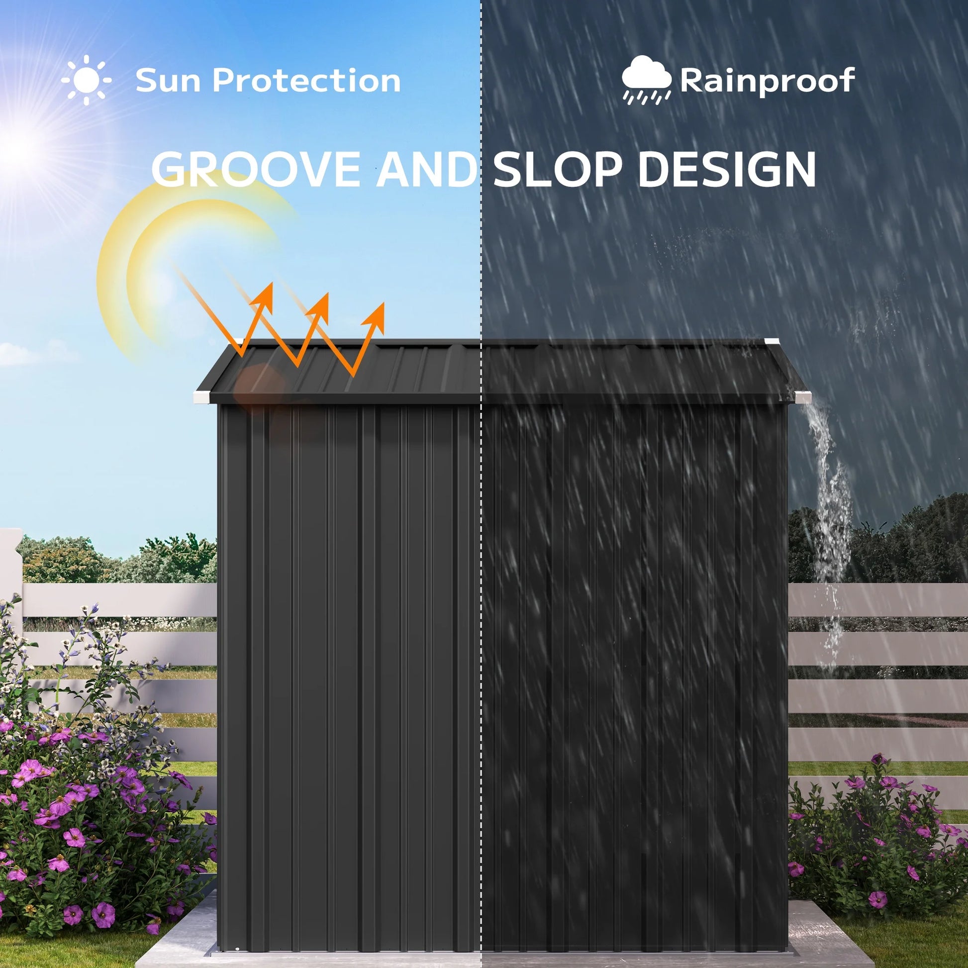 Asofer Outdoor Storage Shed, 6 x 4 FT Metal Garden Shed with Double Lockable Doors,for Backyard Patio Lawn-Dark Grey