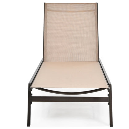 Costway Patio Lounge Chair Chaise Recliner Back Adjustable Garden Deck Brown