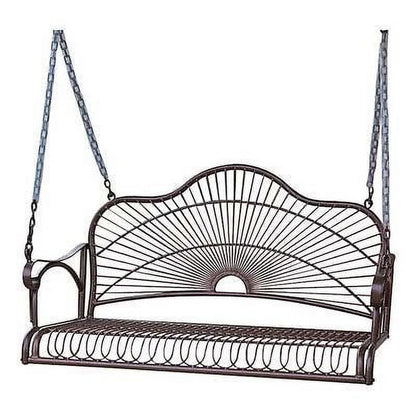 International Caravan Sun Ray Iron Patio Porch Swing in Bronze