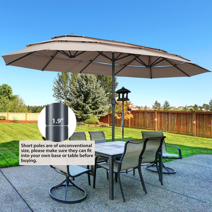 Ainfox 15ft Large Patio Umbrella, 3-Tiers Outdoor Double-Sided Rectangle Market Heavy Duty Umbrellas, Grass Green