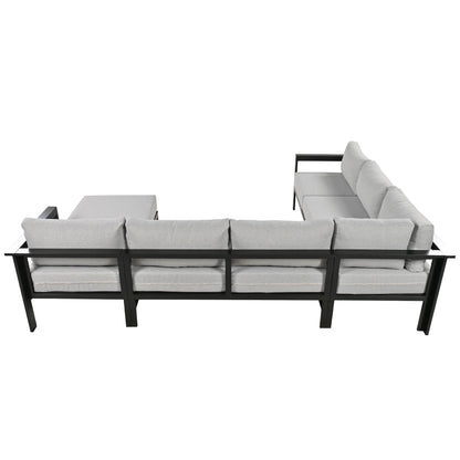 Furvclv 115.7in Modern Outdoor Sectional Sofa, 6 Seater Patio Conversation Couch Sets, U-Shaped Chaise Lounge Couch, Convertible Sofa Set For Outdoor Garden Porch