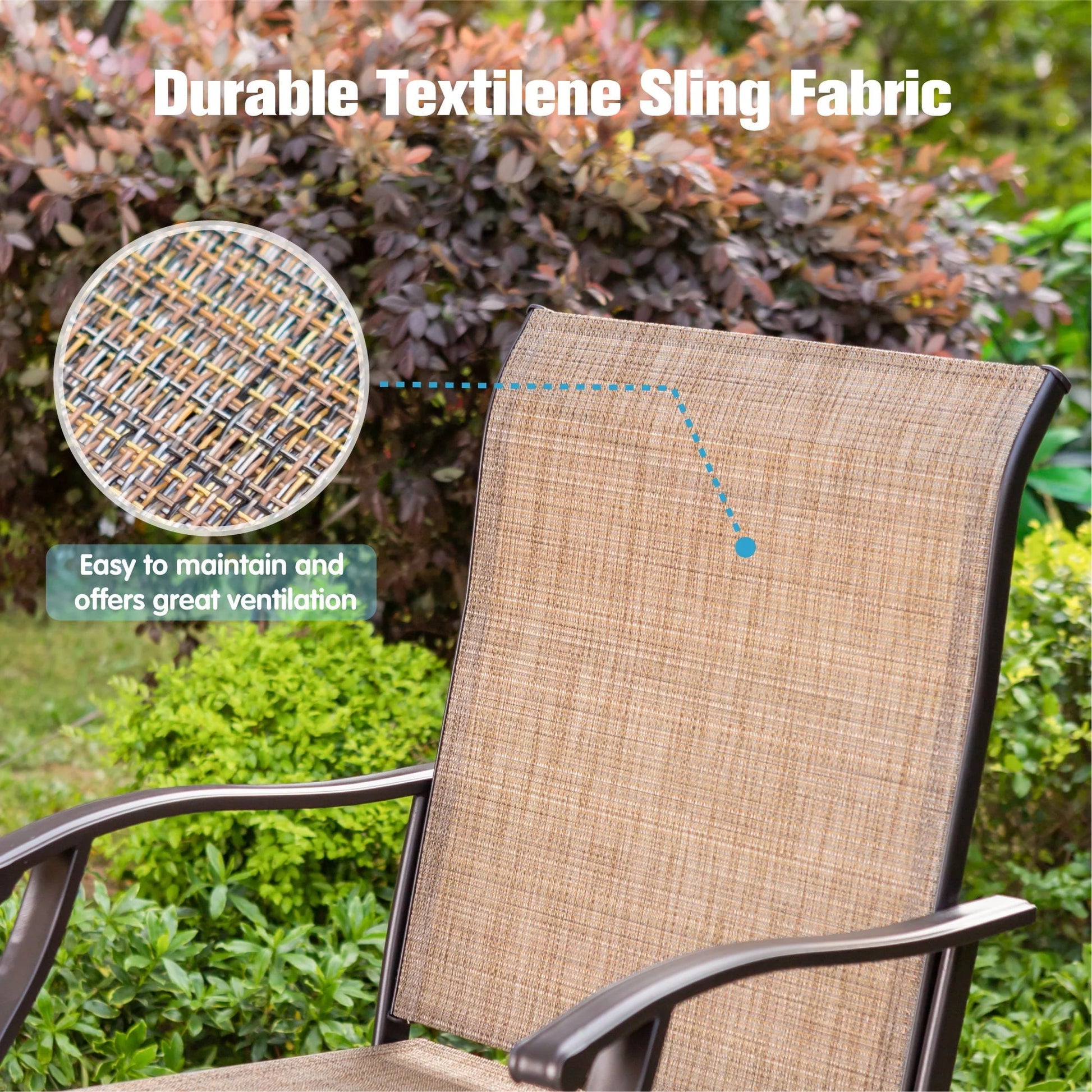 Sophia & William Outdoor Patio Metal Swivel Bar Stools Height Chairs Furniture Set of 2