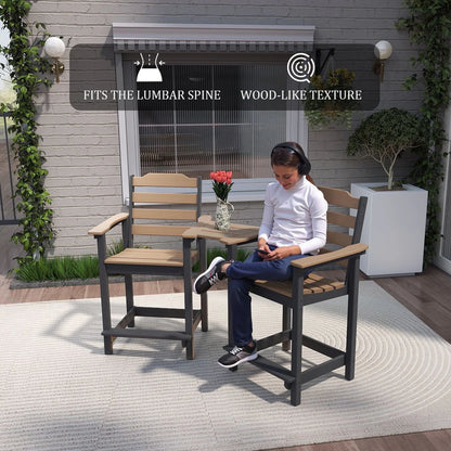 Decksplore Tall Adirondack Chairs Set of 6 with Detachable Connecting Tray, HDPE Bar Height Outdoor Chairs, Wood-Like Adirondack Bar Stools for Patio, Balcony, Porch, Black brown