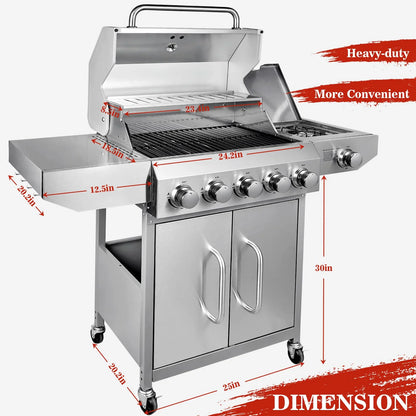 Portable 2-Burner Tabletop Propane Grill for Patio, 20,000 BTU, Stainless Steel, Camping & Tailgating