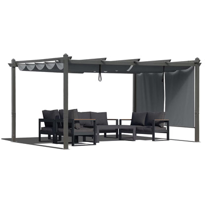 BPS 16' x 12' Outdoor Pergola with Retractable Canopy & Adjustable Sun Shade, Patio Aluminum Pergolas Gazebos, Khaki