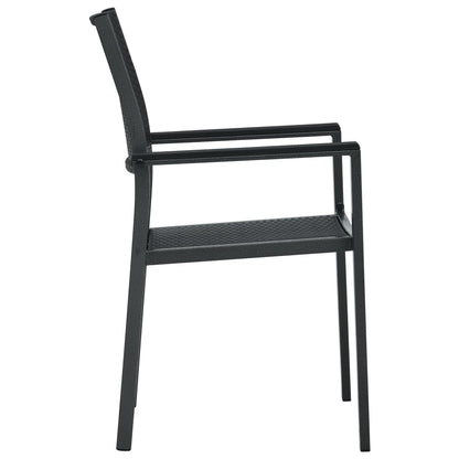 vidaXL Patio Chairs Dining Chair for Deck Porch Black Plastic Rattan Look