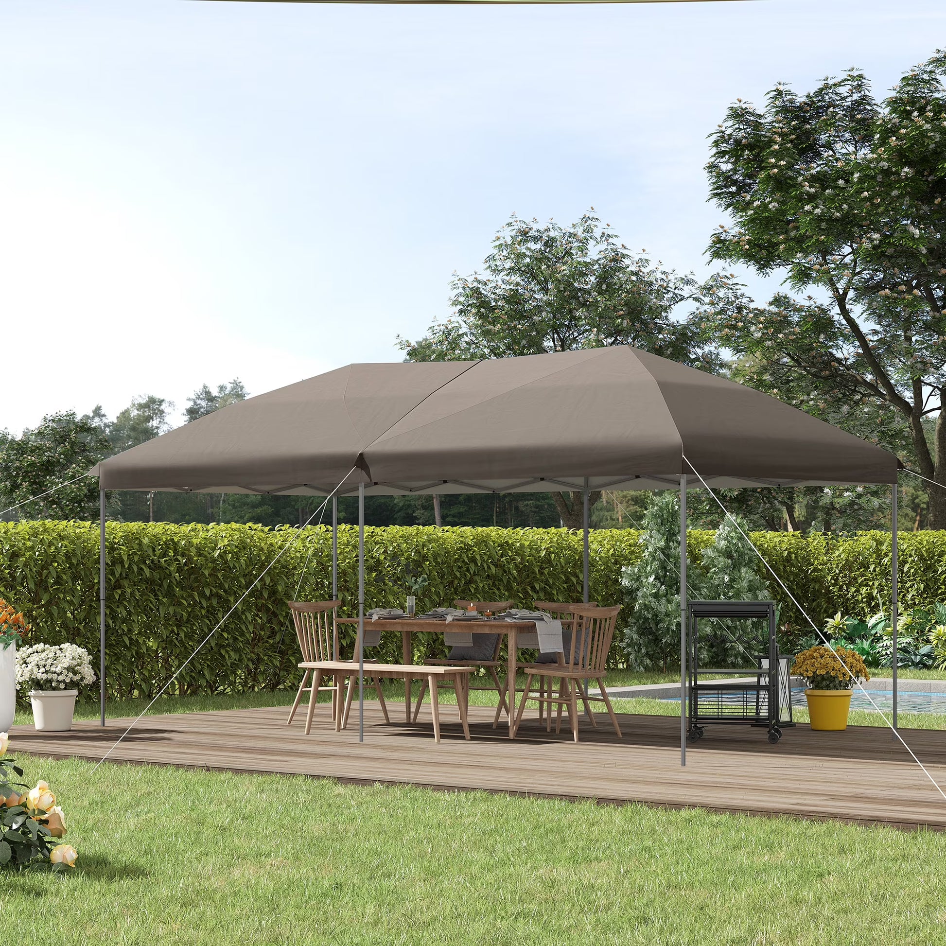 Outsunny 10' x 19' Pop Up Canopy with Easy Up Steel Frame, 3-Level Adjustable Height and Carrying Bag, Sun Shade Event Party Tent for Patio, Backyard, Garden, Blue