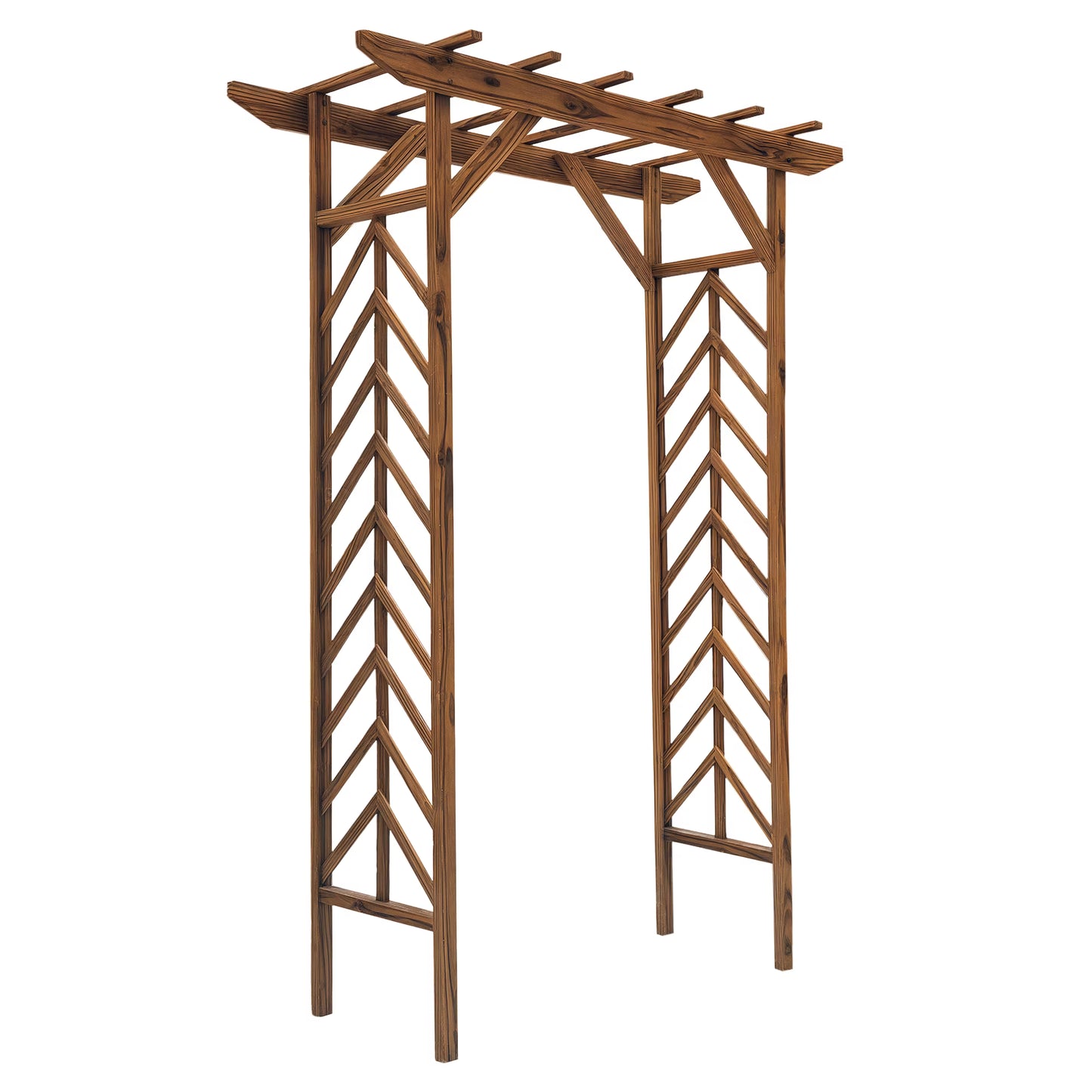 DUOSONG Outsunny 79In Wooden Garden Arbor Arch Trellis With Classic Countryside Style, Pergola Style Roof For Climbing Vines For Ceremony Party Weddings Brown Wood Garden & Outdoor Outdoor & Patio