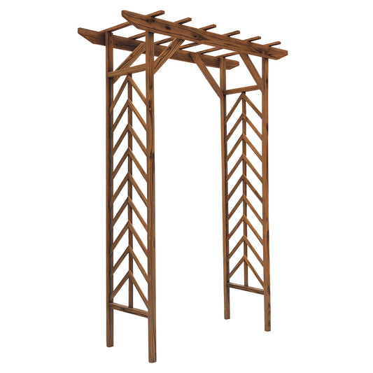 DUOSONG Outsunny 79In Wooden Garden Arbor Arch Trellis With Classic Countryside Style, Pergola Style Roof For Climbing Vines For Ceremony Party Weddings Brown Wood Garden & Outdoor Outdoor & Patio