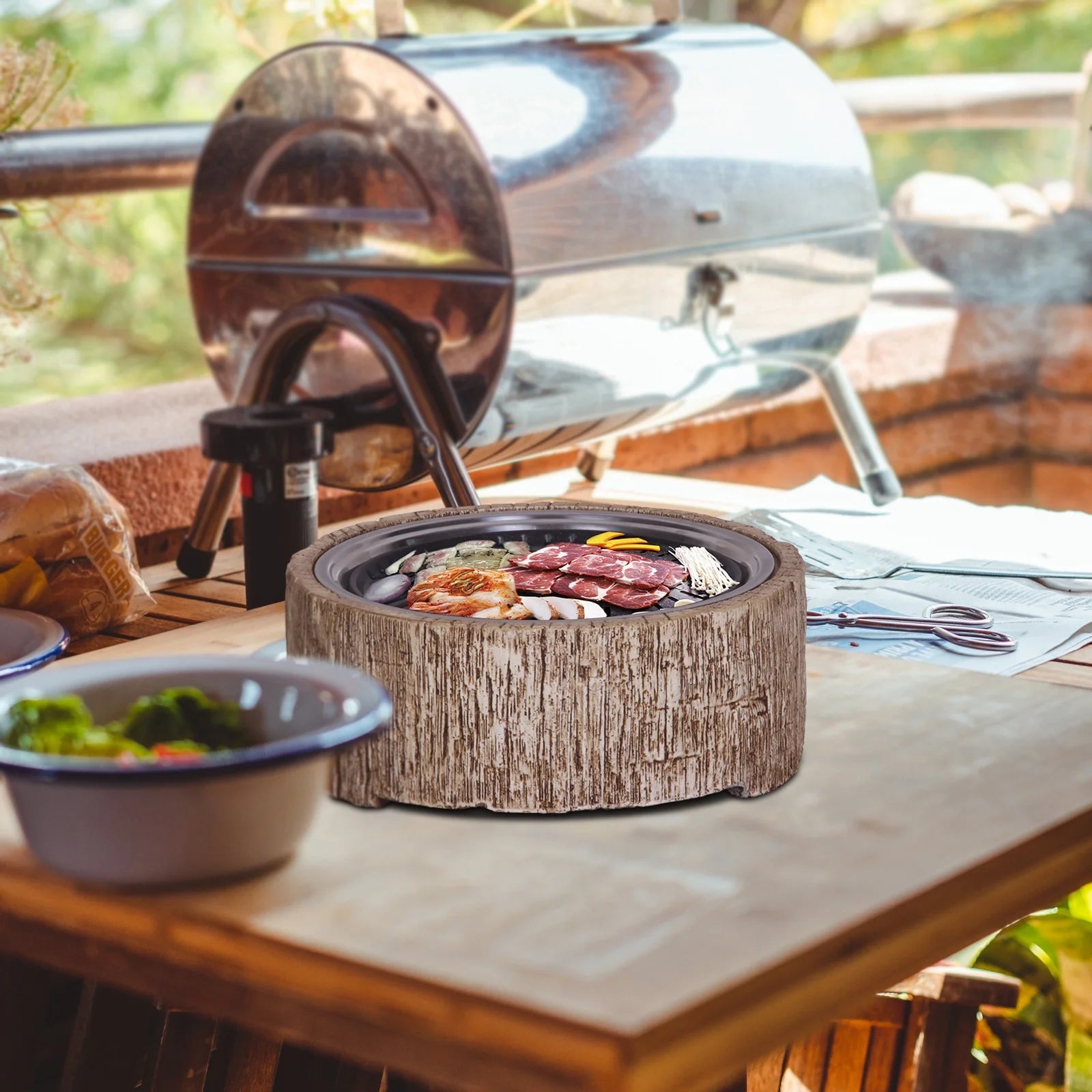 Afterglow 15 Inches Charcoal Grill Barbecue Smoker Stove Tabletop BBQ Outdoor Party for Patio Garden Backyard Decking Camping, Brown ?
