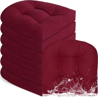 Outdoor Chair Cushions Set of 6 Waterproof Sun Protection Square Tufted Overstuffed Patio Furniture Seat Cushion for Patio Funiture Dining Indoor 19" x 19"