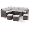 Superjoe 7 Pcs Outdoor Wicker Dining Set Patio Sectional Conversation Set with Table,Steel Frame,Ivory