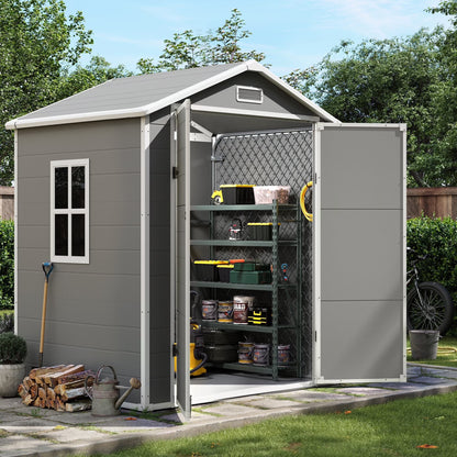 UDPATIO Outdoor Storage Shed 5x3 FT, Resin Garden Shed for Backyard, Patio, Lawn, Grey & White