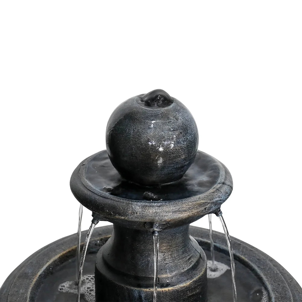 2 Tiered Floor Waterfall Fountain with Pump for Outdoor Patio Garden
