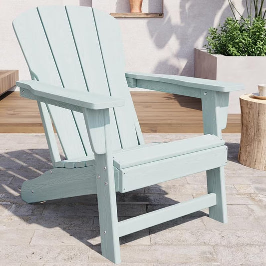 Modern HDPE Plastic Adirondack Chair - Oversize 380LB Poly Lumber Weather Resistant Firepit Chair - Outdoor Patio Chairs , Backyard, Lawn, Deck, Pool, Porch - Light Blue