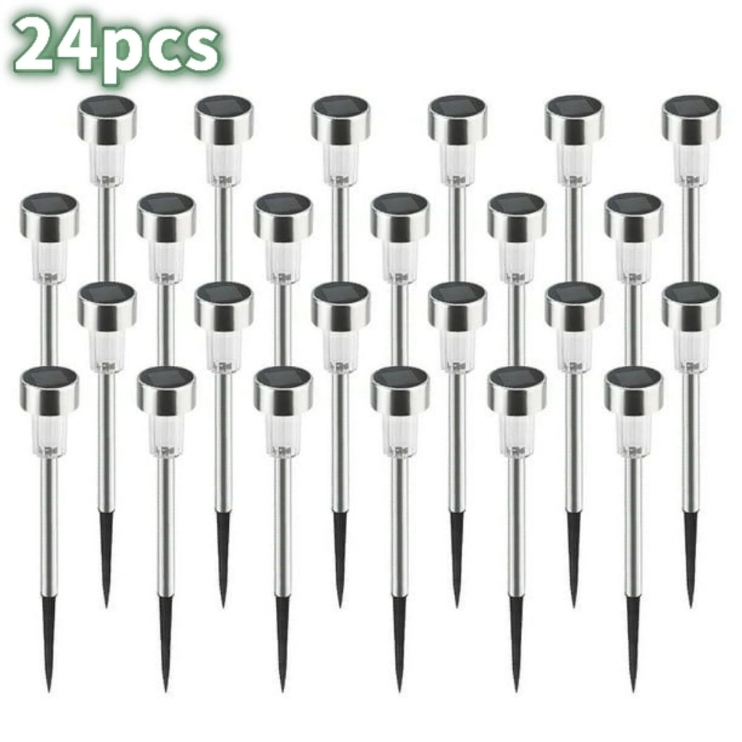 TOANEL 24PCS Solar Lights Outdoor Solar Garden Lights Pathway Lights Waterproof LED Lawn Lamp Solar Seal Stainless Steel Sidwalk Lights for Outside walkway Patio Yard Garden Decor (White Light)