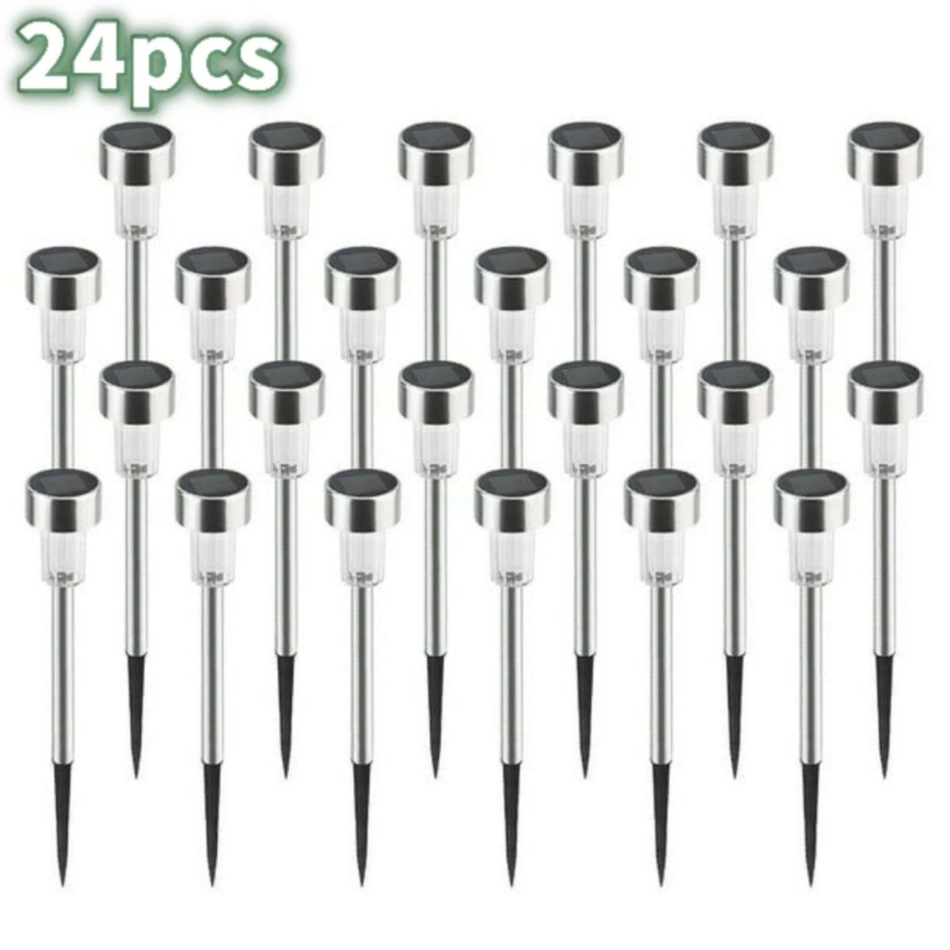 TOANEL 24PCS Solar Lights Outdoor Solar Garden Lights Pathway Lights Waterproof LED Lawn Lamp Solar Seal Stainless Steel Sidwalk Lights for Outside walkway Patio Yard Garden Decor (White Light)