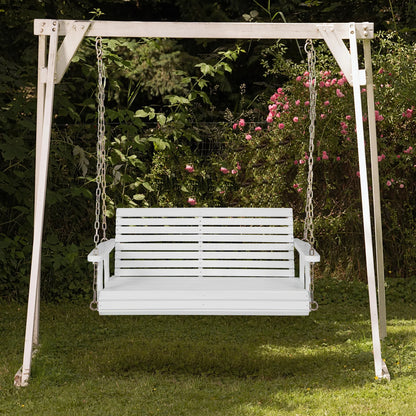 Costway Porch Swing Wood Outdoor Patio Hanging Bench Chair for Garden Backyard orange