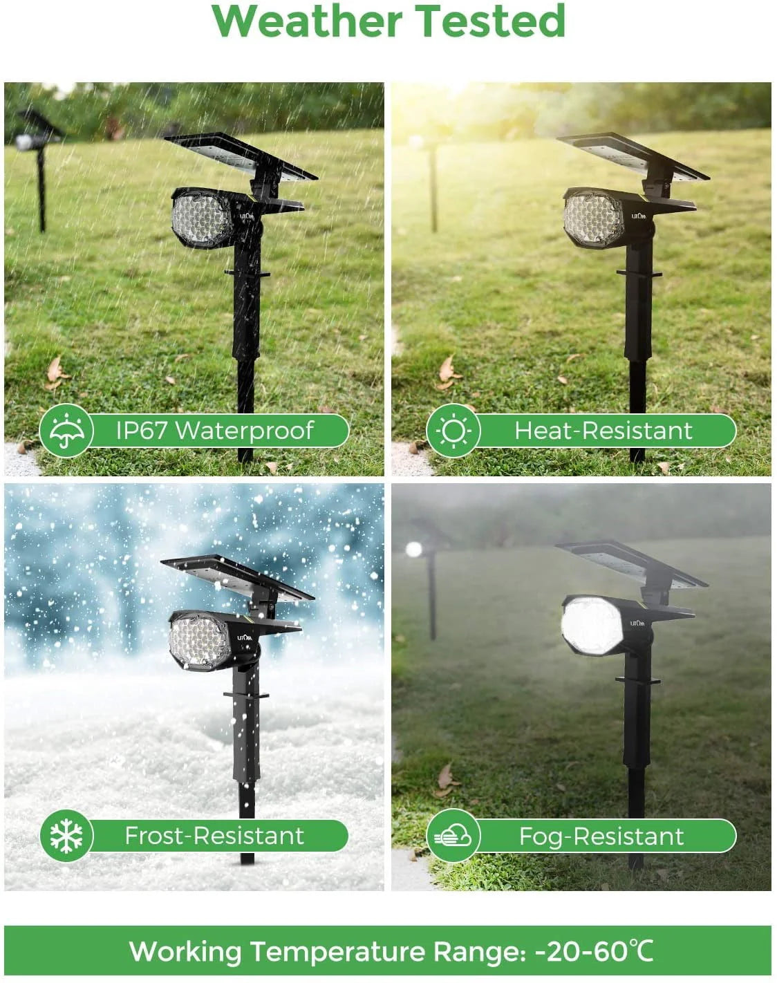 30 LED Outdoor Solar Landscape Spotlights Pro, IP67 Waterproof Wall Light for Yard Garden Driveway Porch Walkway Pool Patio Cold & Warm White -2 Pack