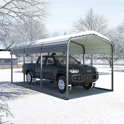 VEIKOUS 15' x 10' Outdoor Metal Carport, Galvanized Metal Heavy Duty Garage with Weather Resistant Roof For Patio, Backyard