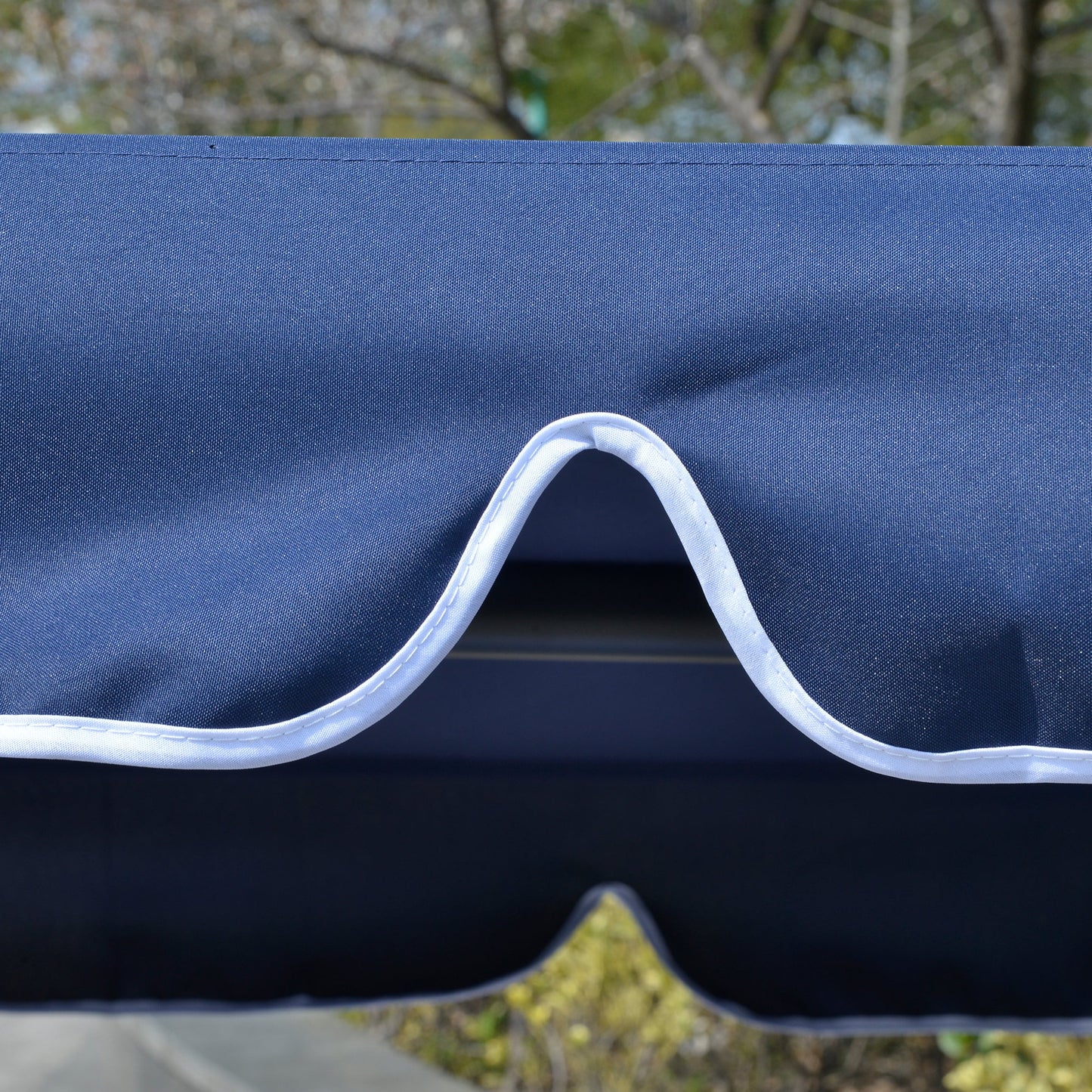 Outsunny Porch Swing with Canopy, 3-Person Patio Swing Chair, Dark Blue