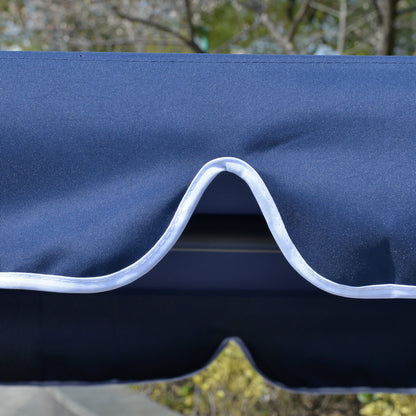 Outsunny Porch Swing with Canopy, 3-Person Patio Swing Chair, Dark Blue