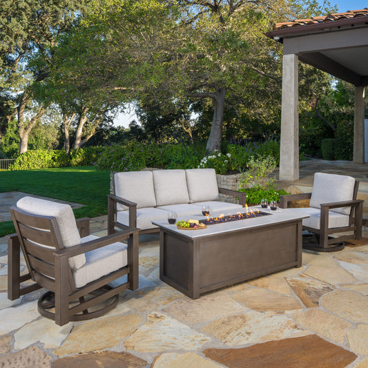 SunVilla Royce 4-piece Fire Outdoor Patio Seating Set